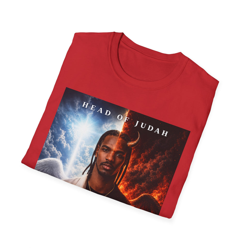 Head of Judah Good or Evil T-Shirt | Angel Devil Split Face Graphic