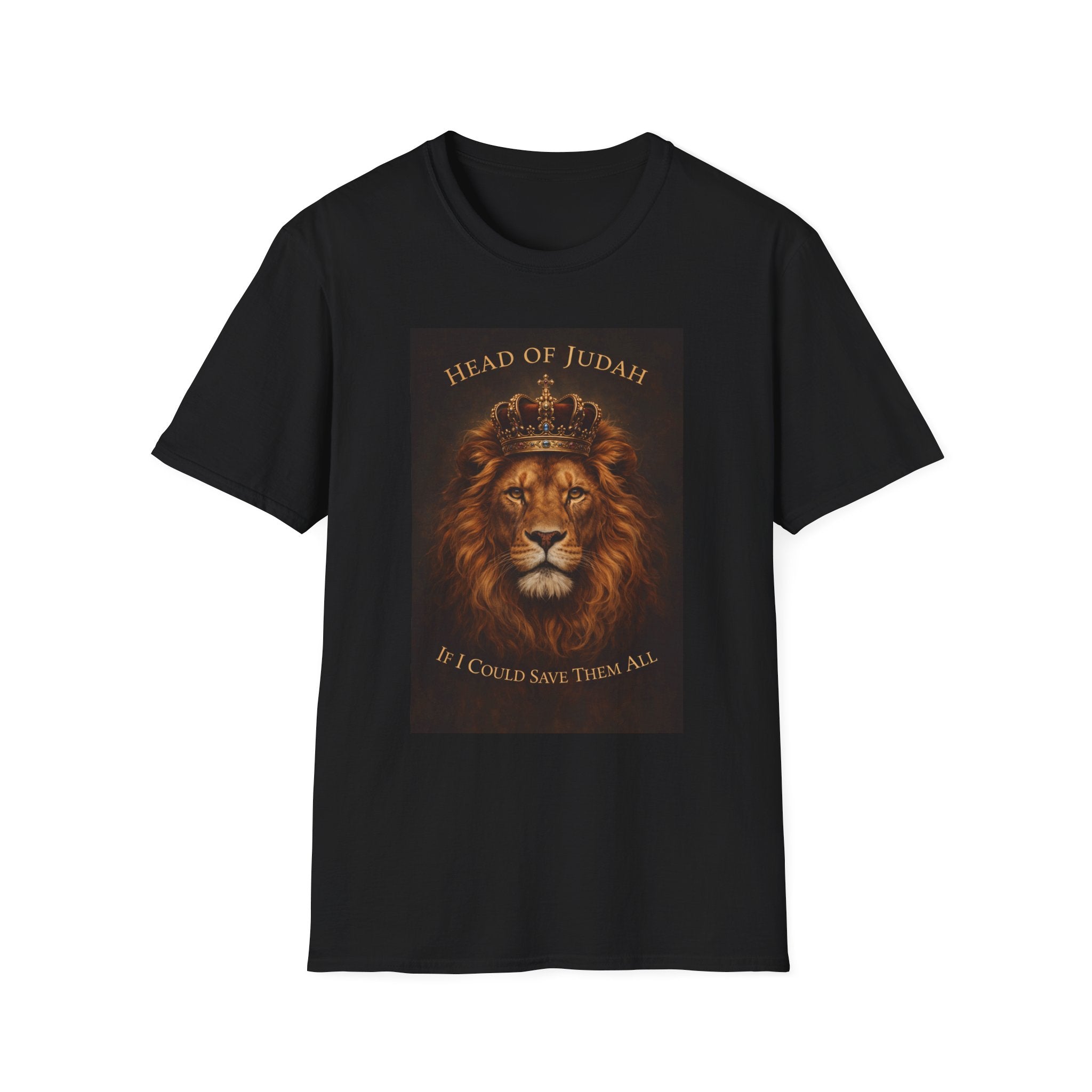 Lion of Judah T-Shirt — Head of Judah Crowned Lion Faith Tee