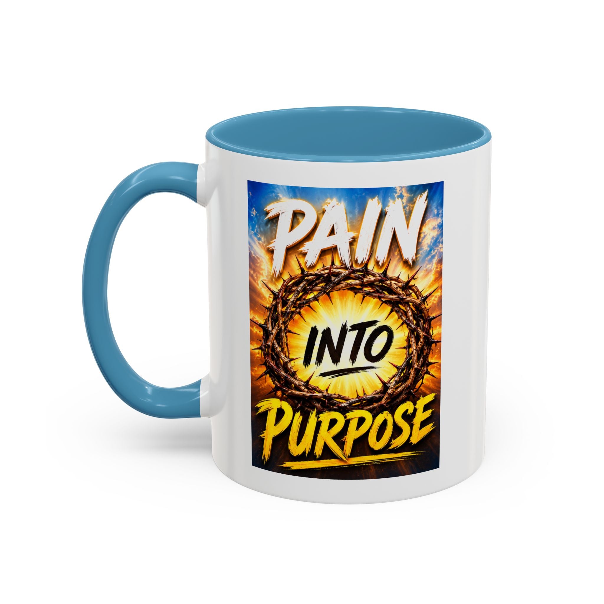 Accent Coffee Mug — "Pain Into Purpose" Inspirational Coffee Mug