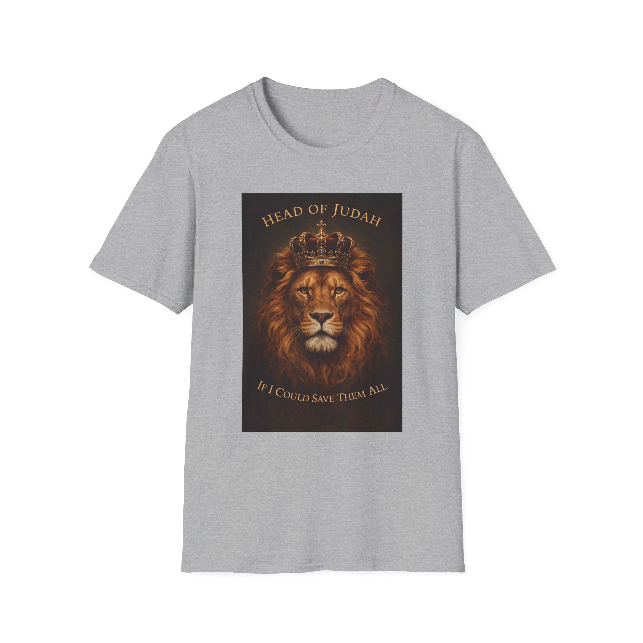 Lion of Judah T-Shirt — Head of Judah Crowned Lion Faith Tee