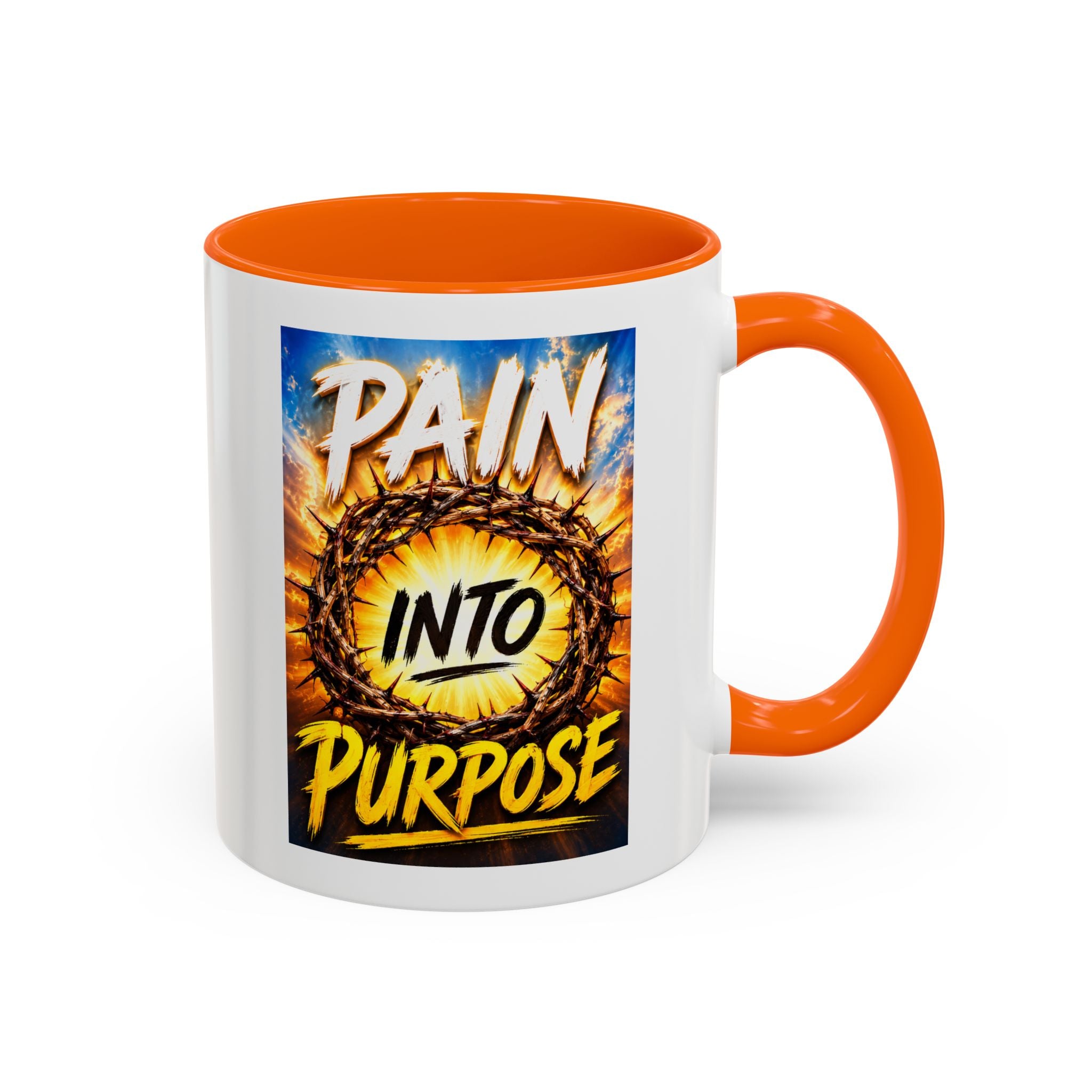 Accent Coffee Mug — "Pain Into Purpose" Inspirational Coffee Mug