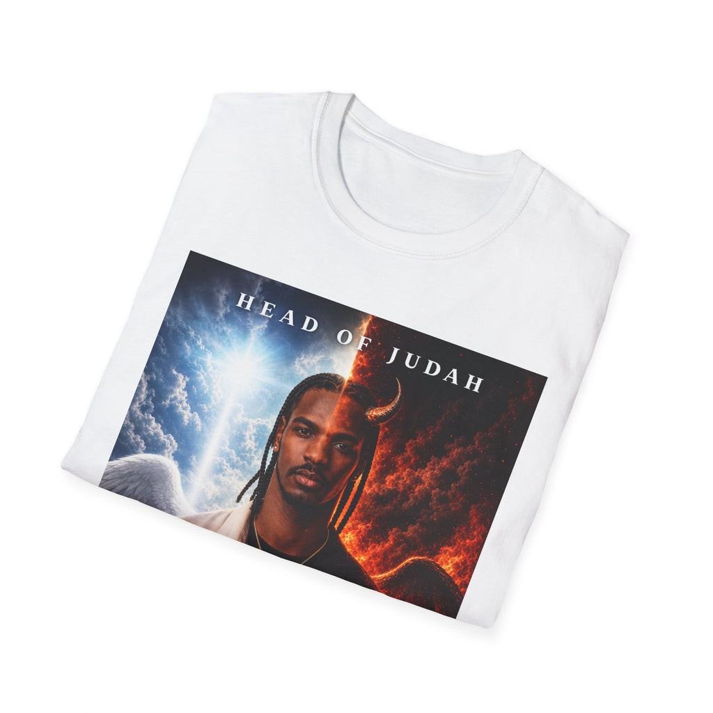 Head of Judah Good or Evil T-Shirt | Angel Devil Split Face Graphic